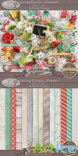 Scrap - Spring Florals PNG and JPG FIles