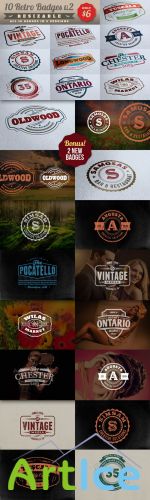 CreativeMarket - 10 Retro Signs or Badges v.2 + Bonus