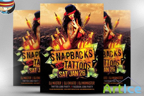 CreativeMarket - Snapbacks and Tattoos Flyer Template