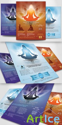 CreativeMarket - Simple Yoga Meditation Flyers 21408