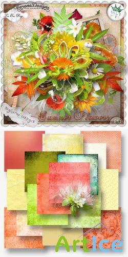 Scrap - Summer Flowers JPG and PNG