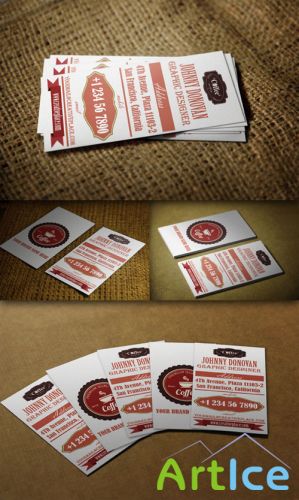 CreativeMarket - Retro Business Card 51093 - PSD Template #1