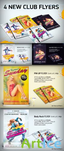 CreativeMarket - 4 Funky Flyer Templates Bundle PSD