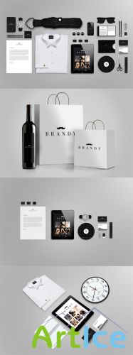 Stylish Black Stationery Branding Mock up