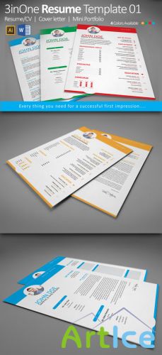 CreativeMarket - 3inOne Resume Template 01