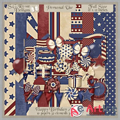 Scrap - Happy Birthday America PNG and JPG