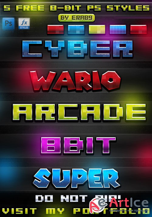 8-Bit Text Effect Photoshop Styles