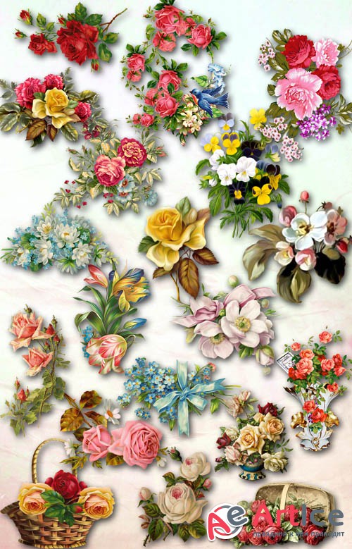 Vintage Flowers PNG Files