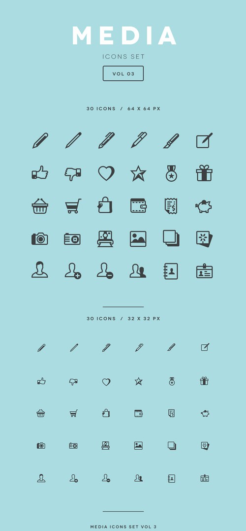 Vector Media Icons Set Vol 3