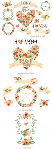 Clip Art Floral Elements Vector Set