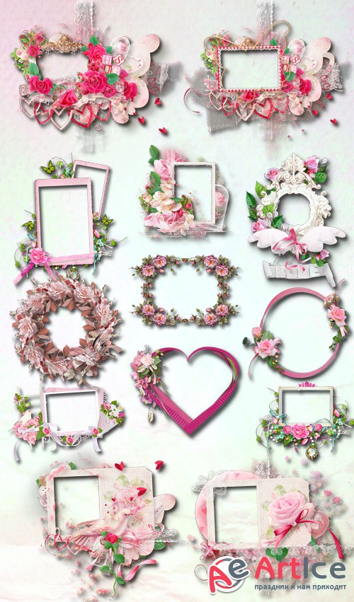 Exciting Pink Rose Set 2 PNG Files