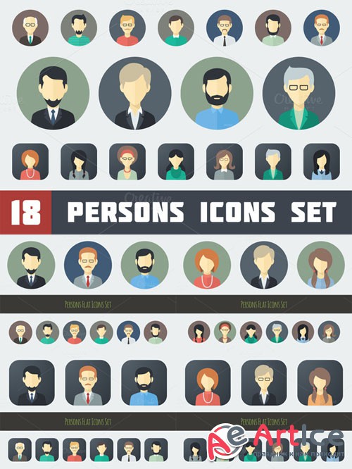 CreativeMarket - Flat Persons Icons Set 1