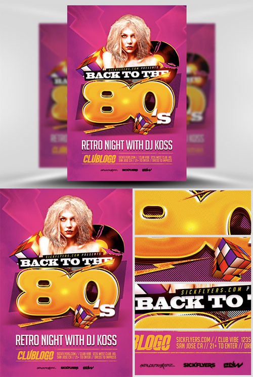 Flyer Template PSD - 80s