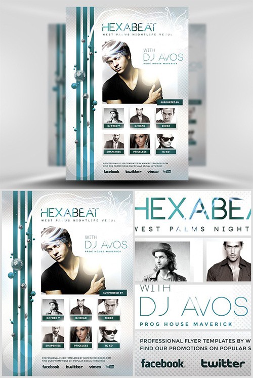 Flyer Template PSD - Hexabeat