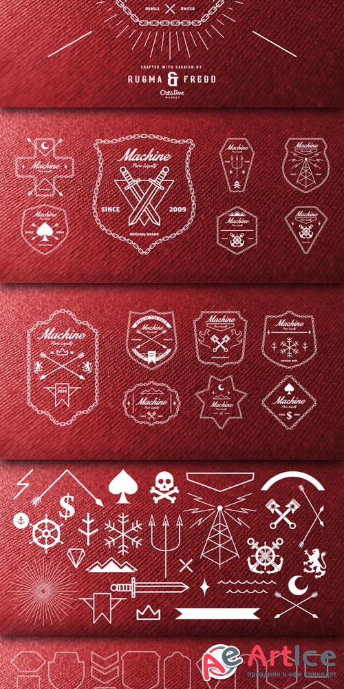 CreativeMarket - Chain Shield & Badges 27655