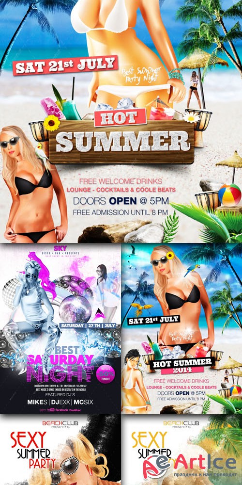 VectorCity Sexy Summer Party Flyer/Poster PSD Template Pack 1