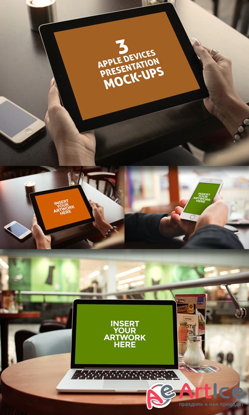 3 Apple Devices Presentation PSD Mock-ups