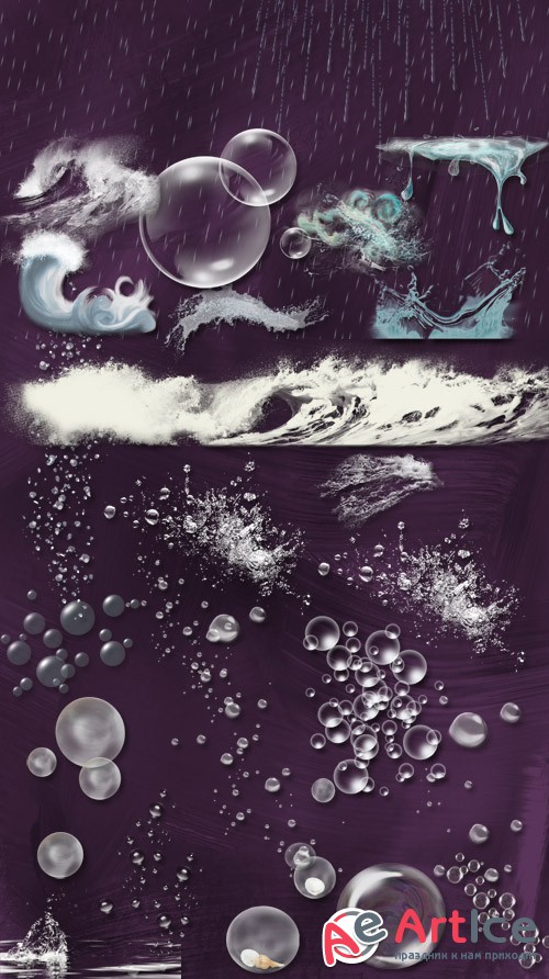 Waves, Splashes, Bubbles, Drops PNG Files