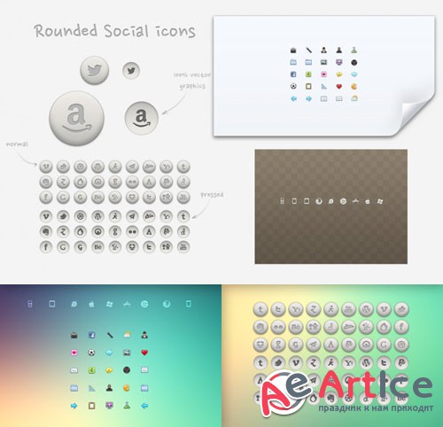 34 Cool Mini Rounded Social Icons