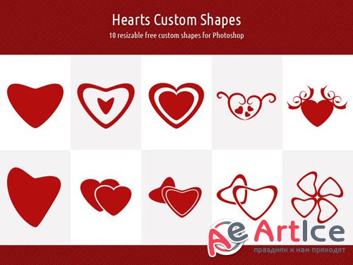 Hearts Custom Photoshop Shapes