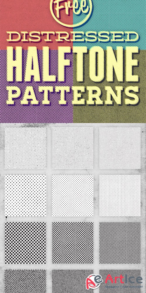 12 Distressed Halftone Photoshop Pattern Textures