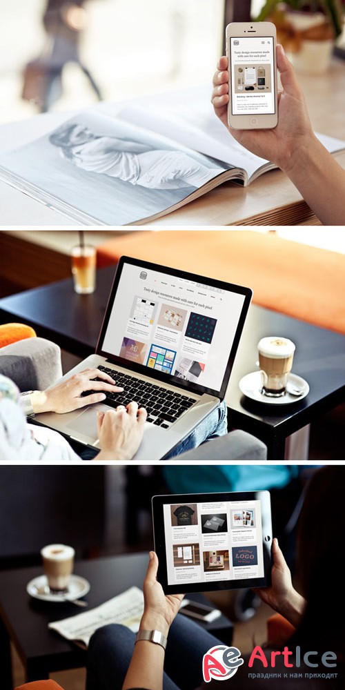 iPhone, iPad & MacBook Photo MockUps - PSD Template