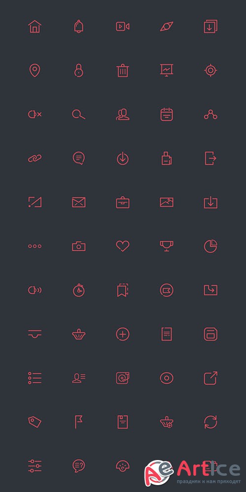 65 Fresh Line PSD, AI and EPS Icons