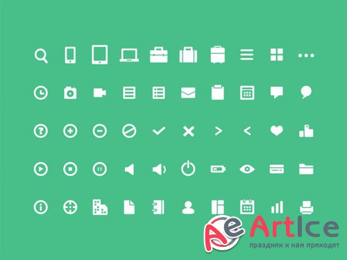 50 Pixel Mini Icons - PSD Template