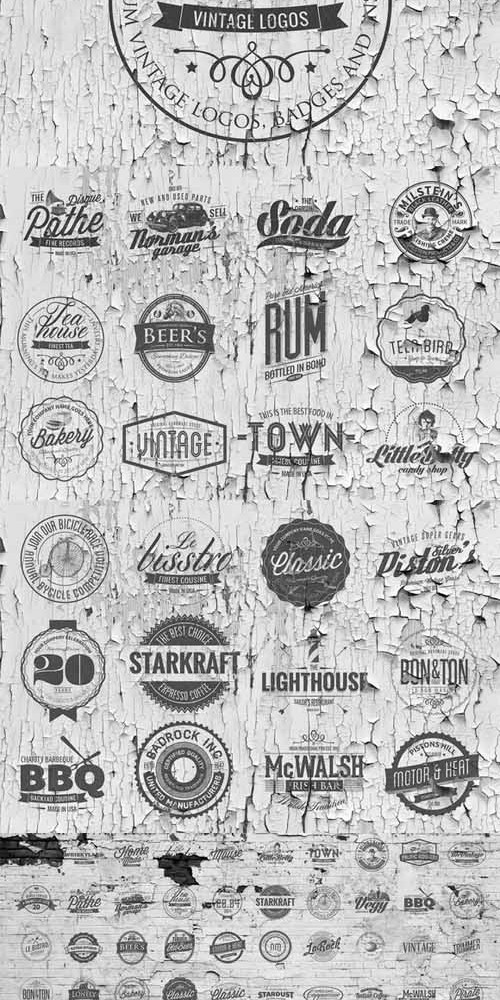 50 Vintage Logos Badges Templates