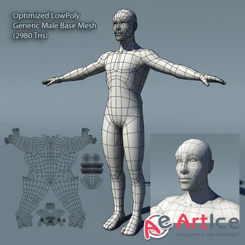 3docean - Optimized Low Poly Male Human Base Mesh Version1.0