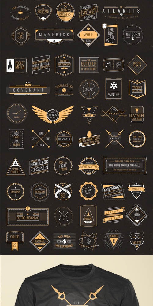 65 Vector Vintage Logos Set