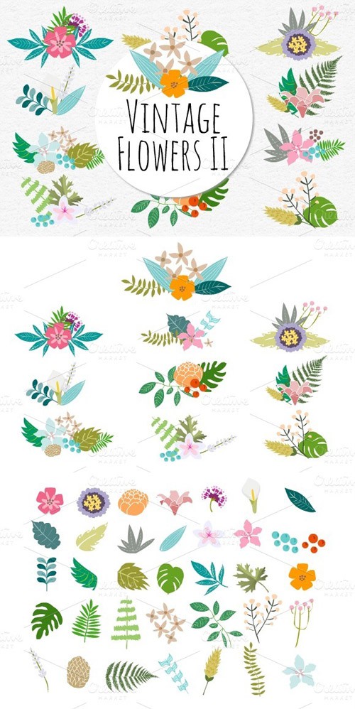 Vector Set - Vintage Flowers 2