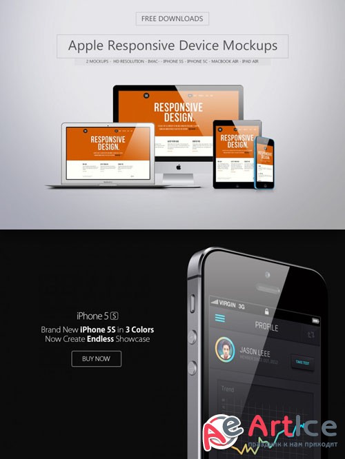 Apple Responsive Device PSD Mockups