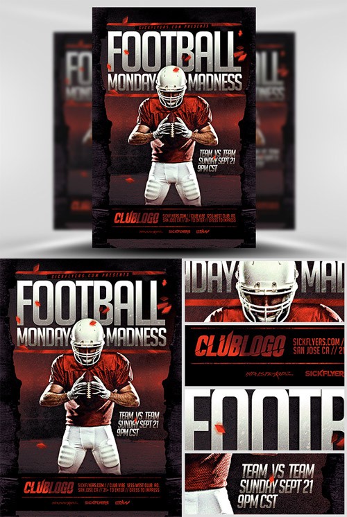 Football Monday Madness Flyer Template PSD