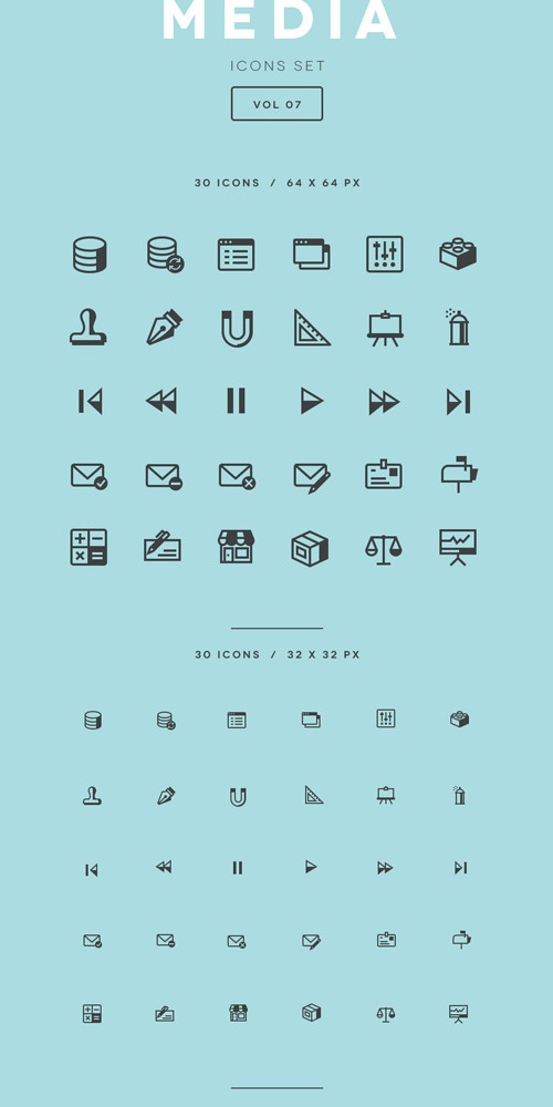 Vector Media Icons Set Vol 7