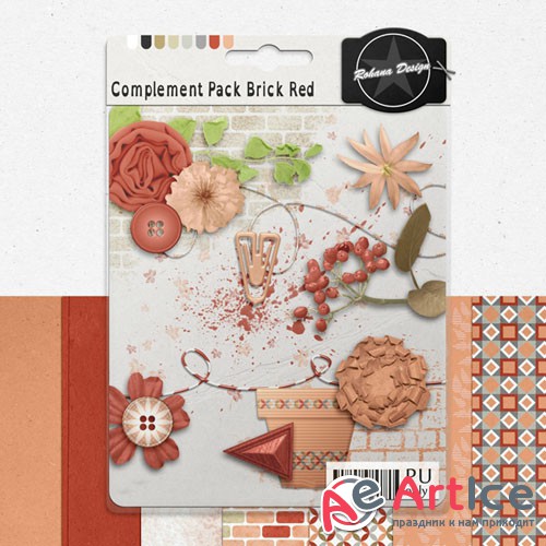 Scrap - Complement Pack Brick Red PNG and JPG