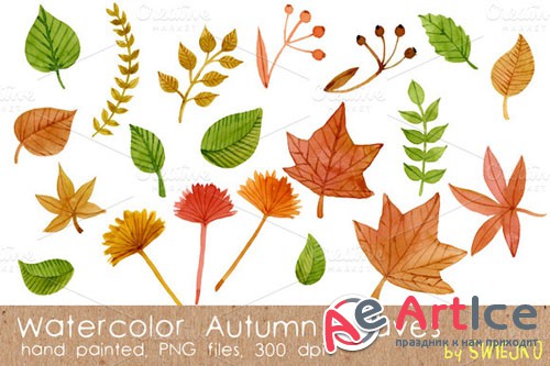 CreativeMarket - Watercolor Leaves 14831