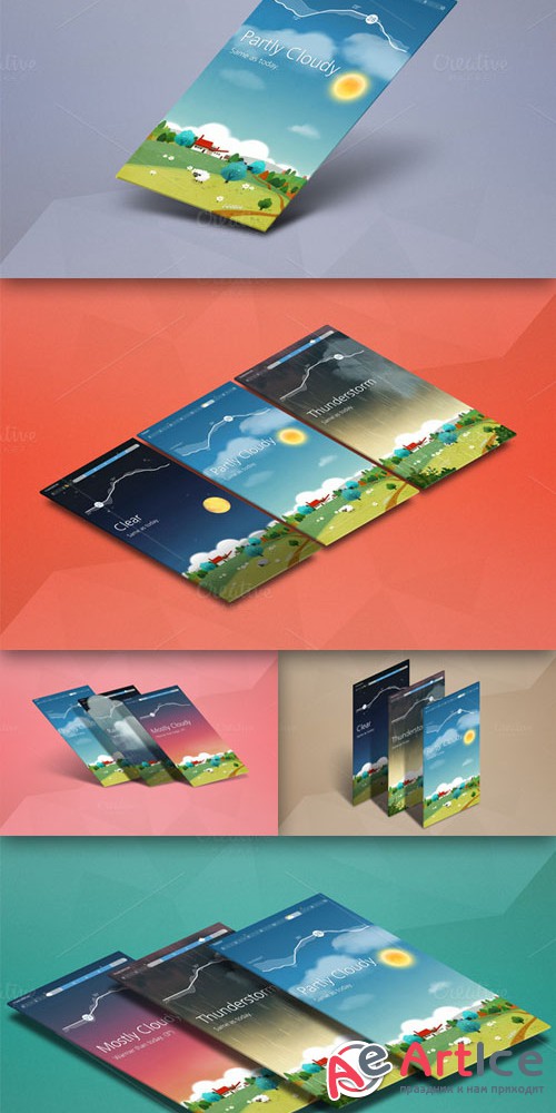 CreativeMarket - App Mock up - Isometric Scenes 28033