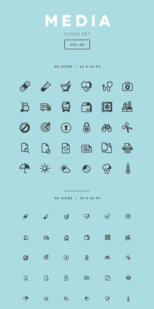 Vector Media Icons Set Vol 8