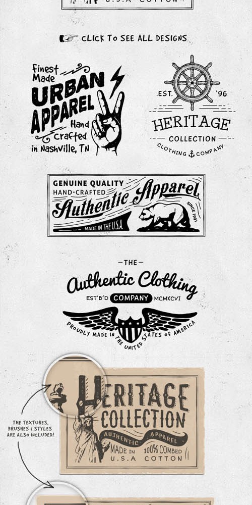 Vector Hand Drawn Apparel Label Designs