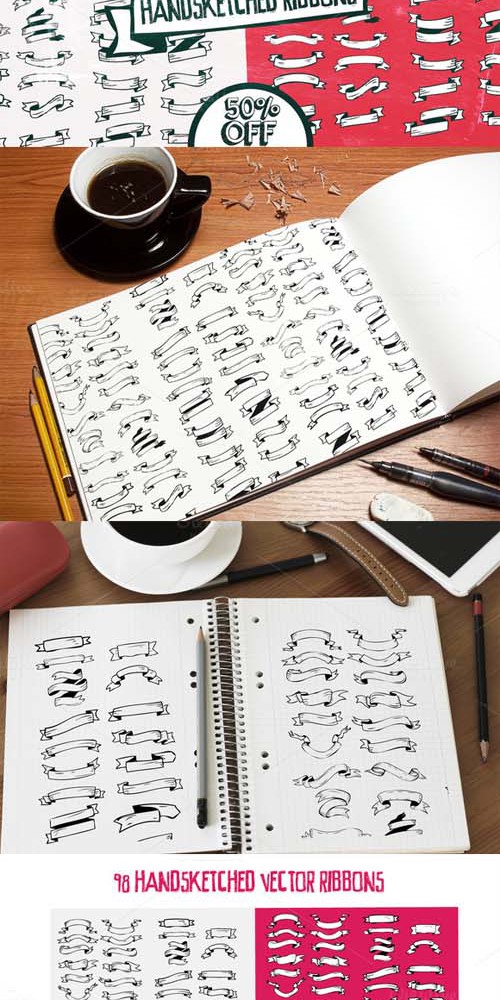 Handsketched Ribbons Vector Set