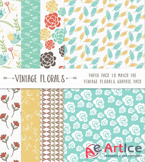 CreativeMarket - Vintage Floral Paper Pack 10620