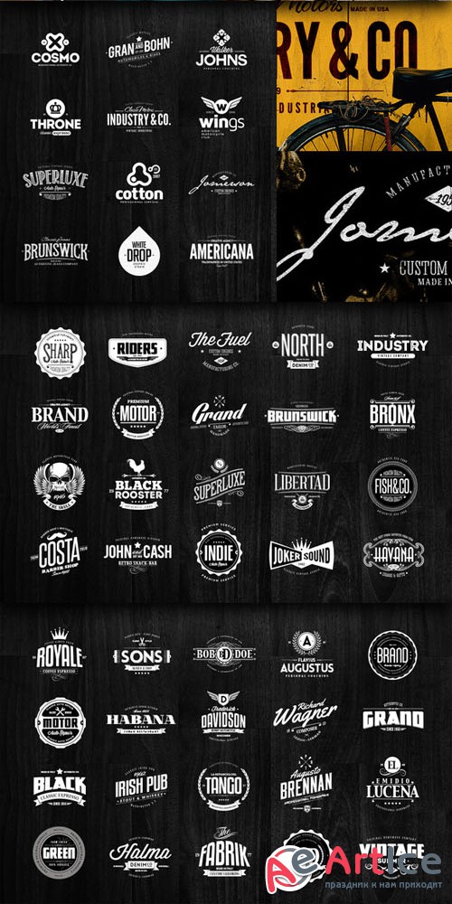 CreativeMarket - 54 Badges & Logos Collection 81837