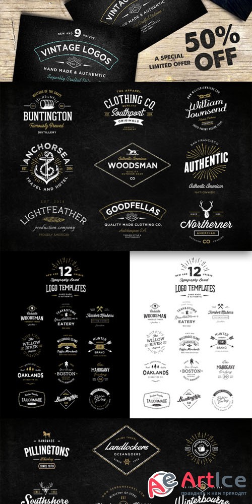 CreativeMarket - The Handmade Vintage Logo Bundle 47928