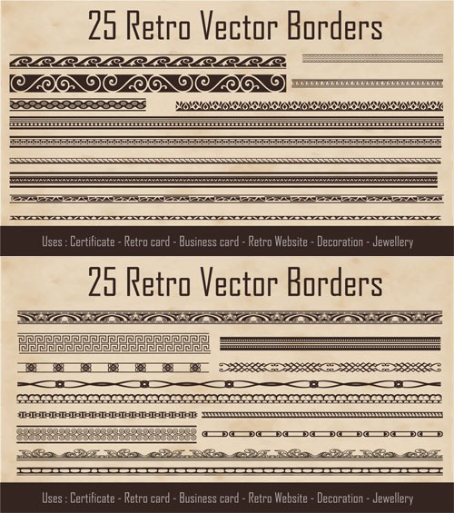 25 Vector Retro Style Borders