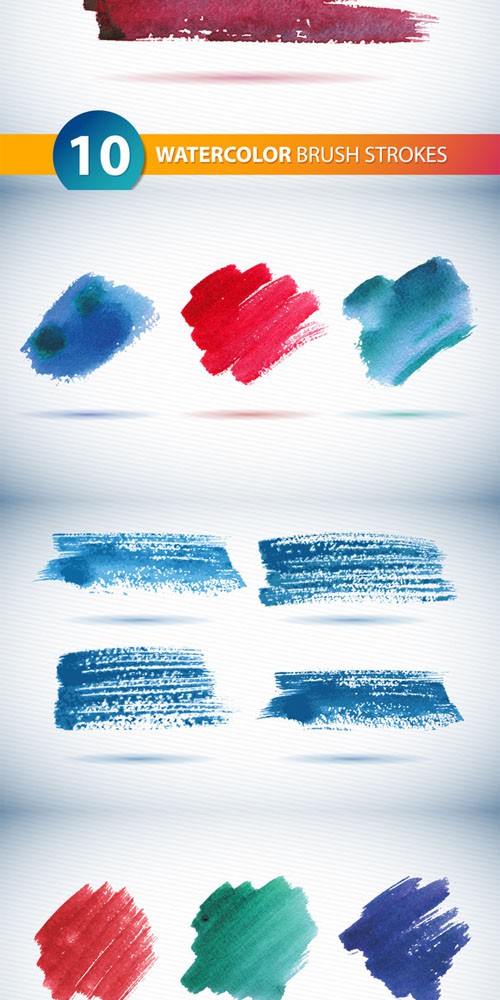 10 Vector Watercolor Brushstrokes