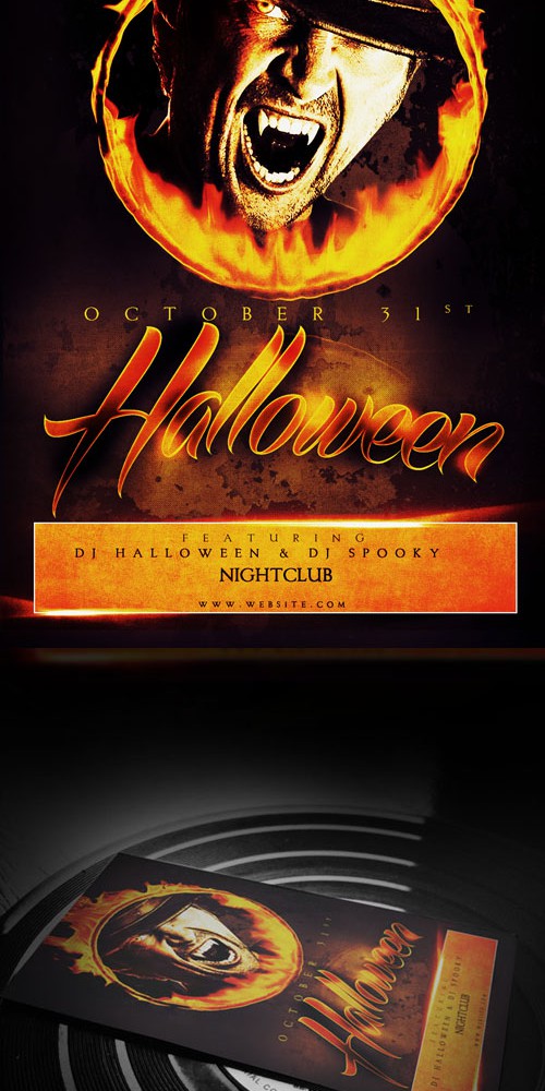 Flyer Template PSD - Halloween Flame