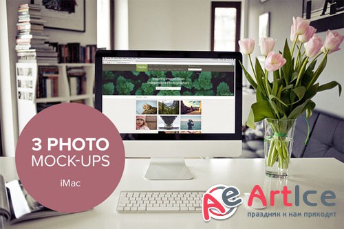 CreativeMarket - 3x Real Photo iMac mockups 40753