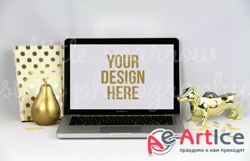 CreativeMarket - Styled Gold MacBook Mock Up 88951