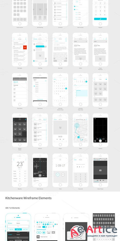 CreativeMarket - Kitchenware Pro - iOS Wireframe Kit